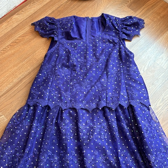 Vintage 1990’s short sleeve purple floral/sequin dress. Size 20/22. - Picture 7 of 17